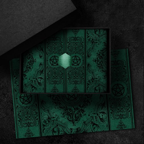 Witchery Flourish  Emerald Green Fantasy Pentacle Tissue Paper