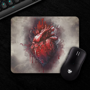 Witchery   Heart with Red and Gold Bleeding Drip Mouse Pad