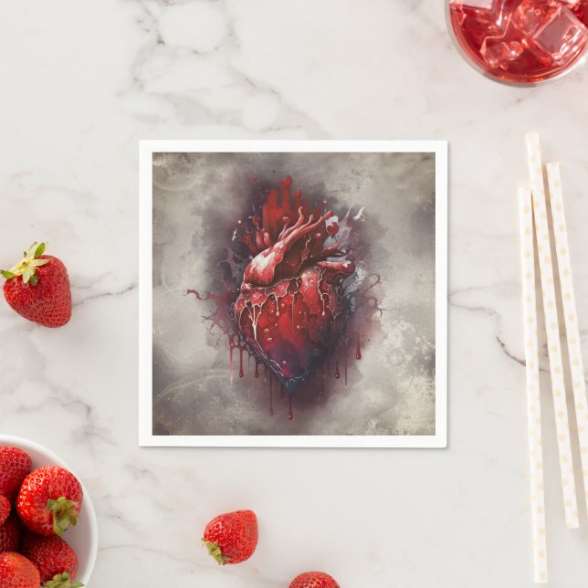 Witchery | Heart with Red and Gold Bleeding Drip Napkins (Insitu)