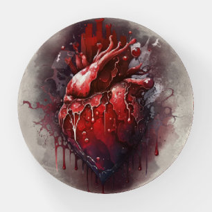Witchery   Heart with Red and Gold Bleeding Drip Paperweight