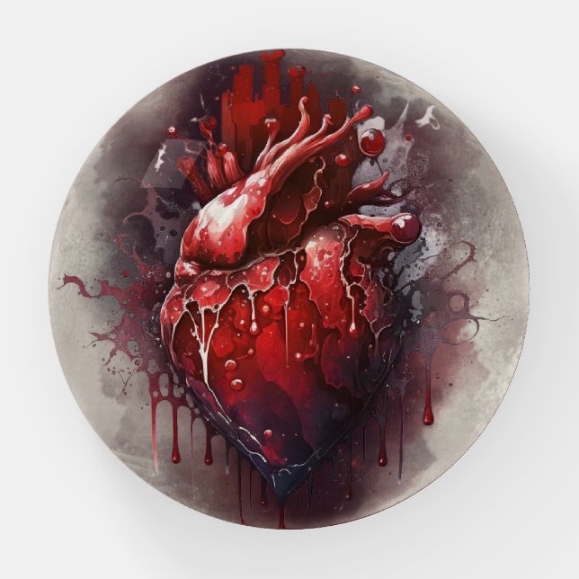 Witchery | Heart with Red and Gold Bleeding Drip Paperweight (Front)