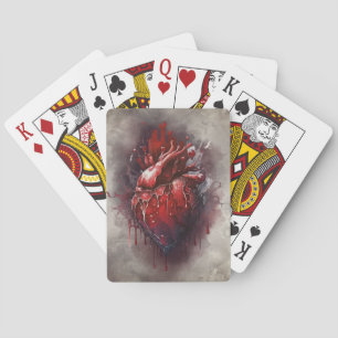 Witchery Heart with Red and Gold Bleeding Drip Poker Cards