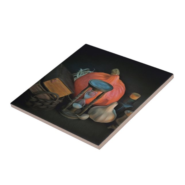 Witchery objects on a table in a dark room ceramic tile (Side)