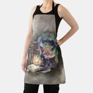 Witchery Pastel Spellbook Tomes and Crystal Ball Apron
