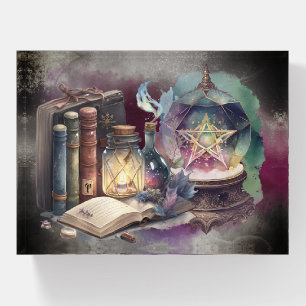 Witchery Pastel Spellbook Tomes and Crystal Ball Paperweight