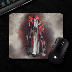 Witchery Red Witch with Dark Evil Gothic Shadows Mouse Pad