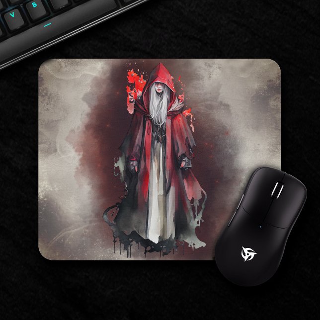 Witchery | Red Witch with Dark Evil Gothic Shadows Mouse Pad (Creator Uploaded)