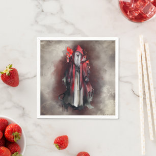 Witchery Red Witch with Dark Evil Gothic Shadows Napkins
