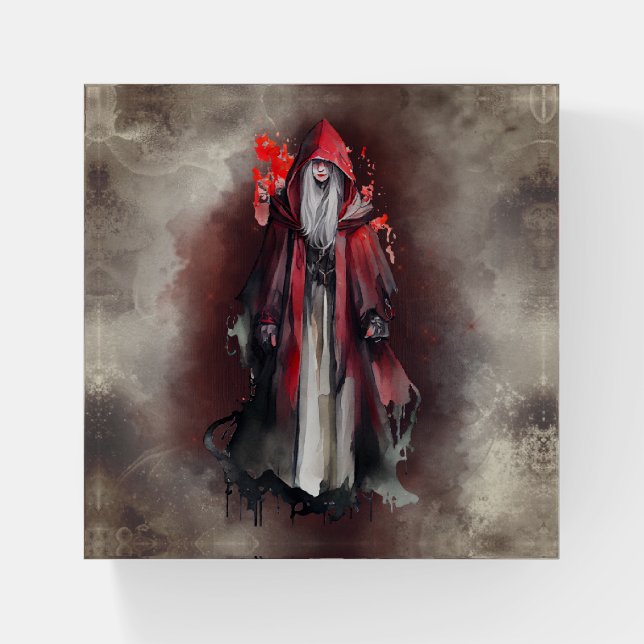 Witchery | Red Witch with Dark Evil Gothic Shadows Paperweight (Front)