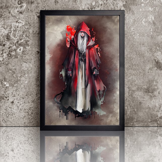 Witchery | Red Witch with Dark Evil Gothic Shadows Poster (Creator Uploaded)