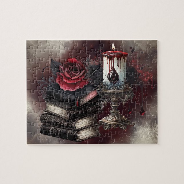 Witchery | Spellbook Tomes and Skull Candle Jigsaw Puzzle (Horizontal)