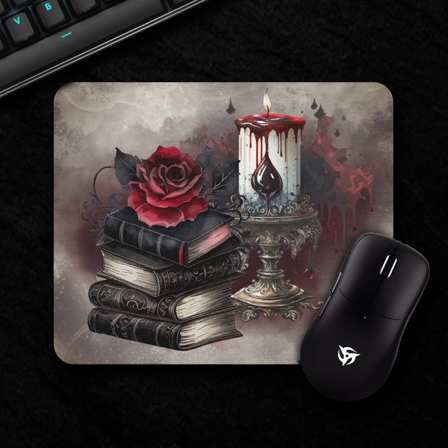 Witchery | Spellbook Tomes and Skull Candle Mouse Pad (Creator Uploaded)