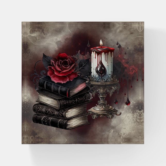 Witchery | Spellbook Tomes and Skull Candle Paperweight (Front)