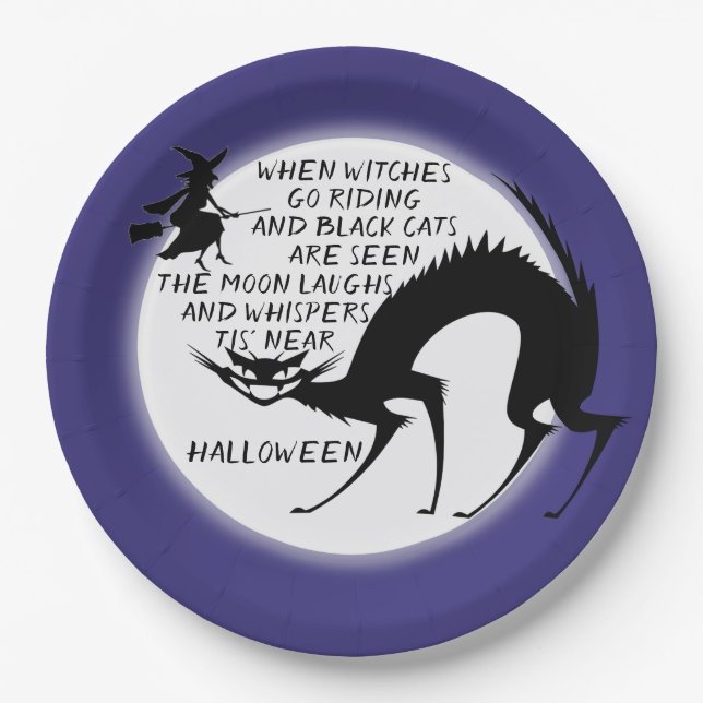 Witches and Black Cats Quote Paper Plates (Front)