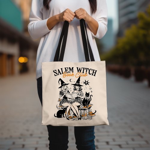 Witches and Black Cats Spooky Book Lover Halloween Tote Bag