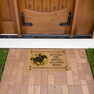 Witches and Horses Welcome Here Fiber Doormat