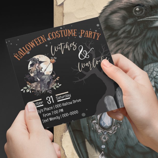 Witches and Warlock Halloween  Invitation (Witches and Warlocks Halloween Party invitation you customize. )