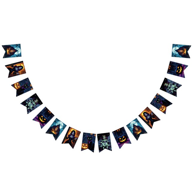 Witches and Warlocks Halloween Party Bunting Flags (All)