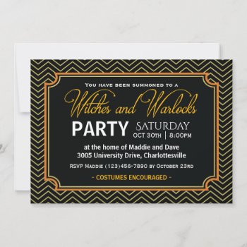 Witches And Warlocks Halloween Party Invitation by DP_Holidays at Zazzle