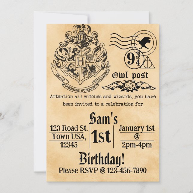 Witches and Wizards Birthday Invitation (Front)