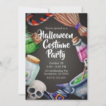 Witches Apothecary Halloween Costume Party Invitation | Zazzle