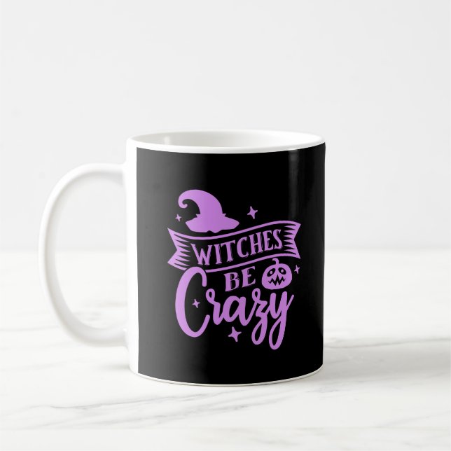 Witches Be Crazy Black and Purple Coffee Mug (Left)