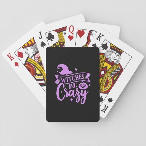 Witches Be Crazy Black and Purple Playing Cards