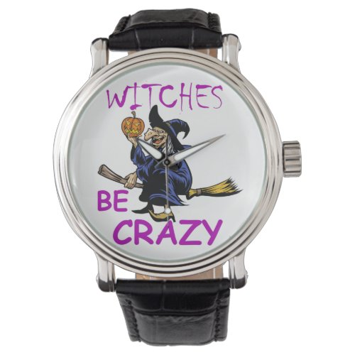 Witches Be Crazy Black Vintage Leather Watch