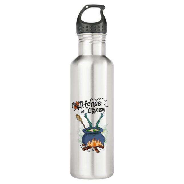 Witches Be Crazy Stainless Steel Water Bottle (Front)