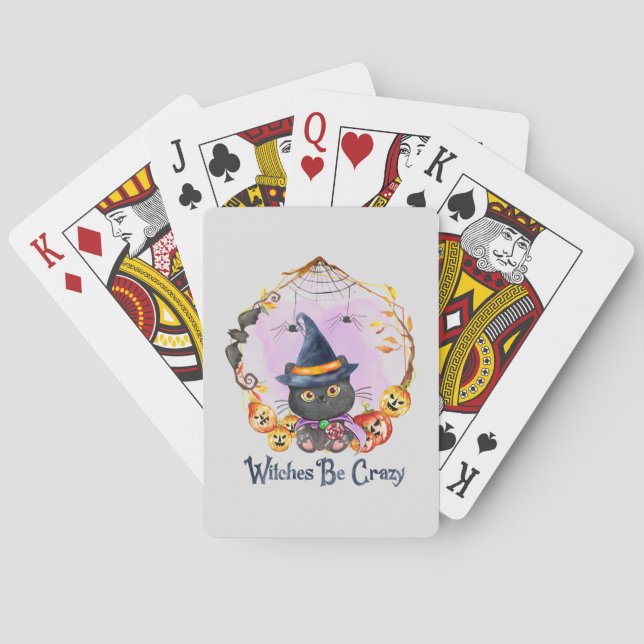 Witches Be Crazy – Witch Black Cat Poker Cards (Back)