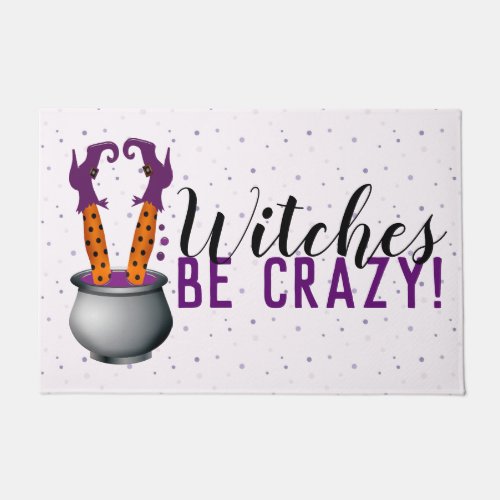 Witches Be Crazy Witch Cauldron Purple Halloween Doormat
