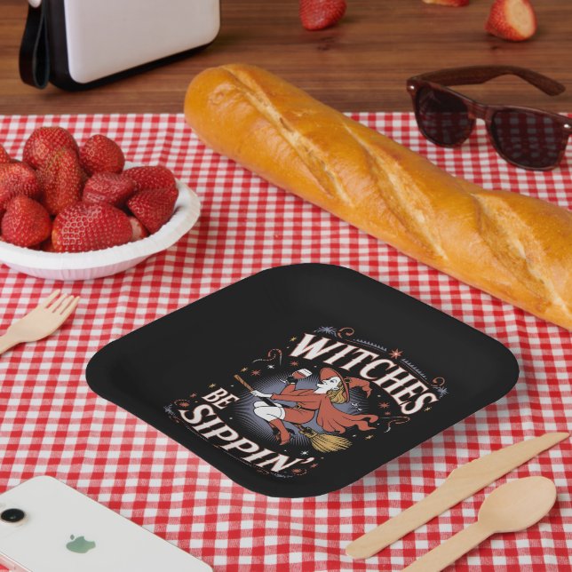 Witches Be Sippin' Halloween Holiday Spooky Paper Plates (Picnic)