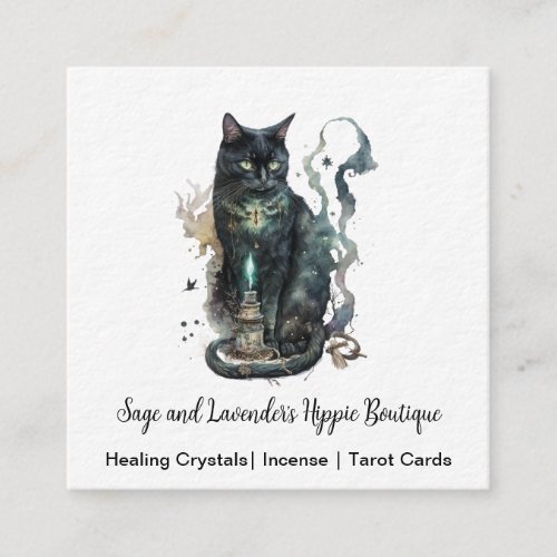 Witches Black Cat Square Business Card