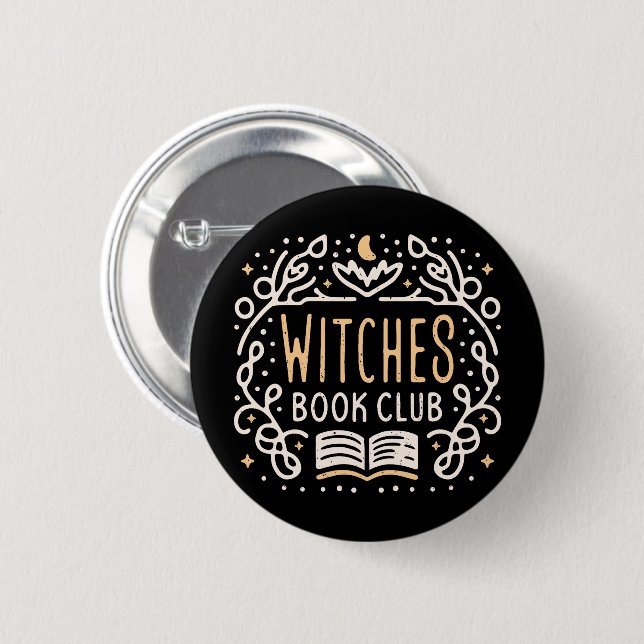 Witches book club fantasy reading group button (Front & Back)