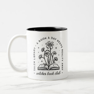 Witches book club witchy bookish quotes aesthetic Two-Tone coffee mug
