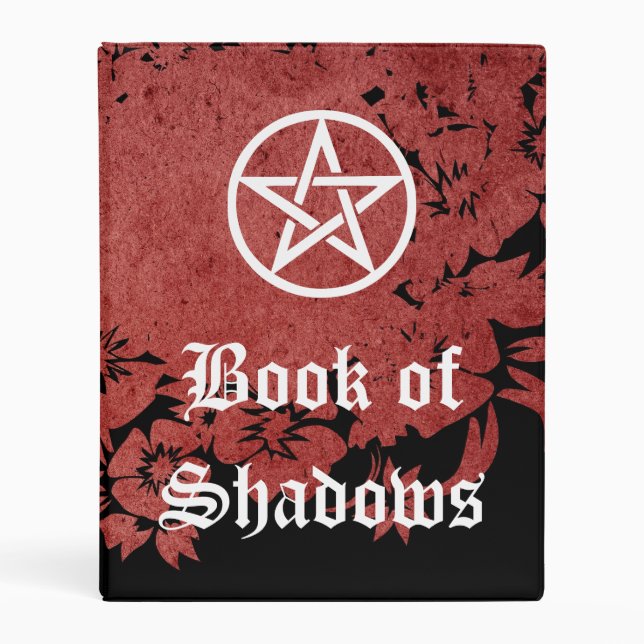 Witches Book of Shadows, Pentacle Black and Red Mini Binder (Front)