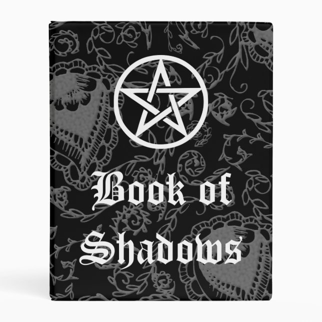 Witches Book of Shadows, Pentacle Black Paisley Mini Binder (Front)