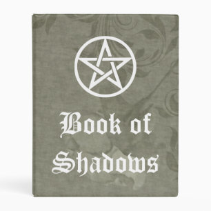 Witches Book of Shadows, Pentacle Grey Rose Floral Mini Binder