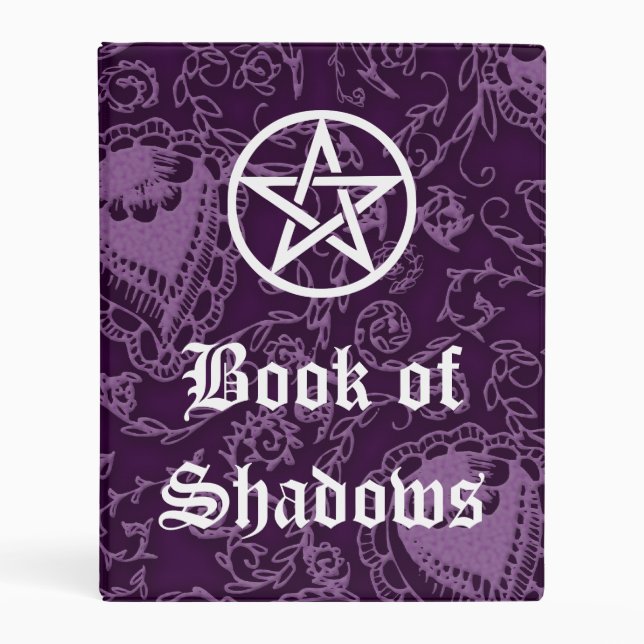 Witches Book of Shadows, Pentacle Purple Paisley Mini Binder (Front)