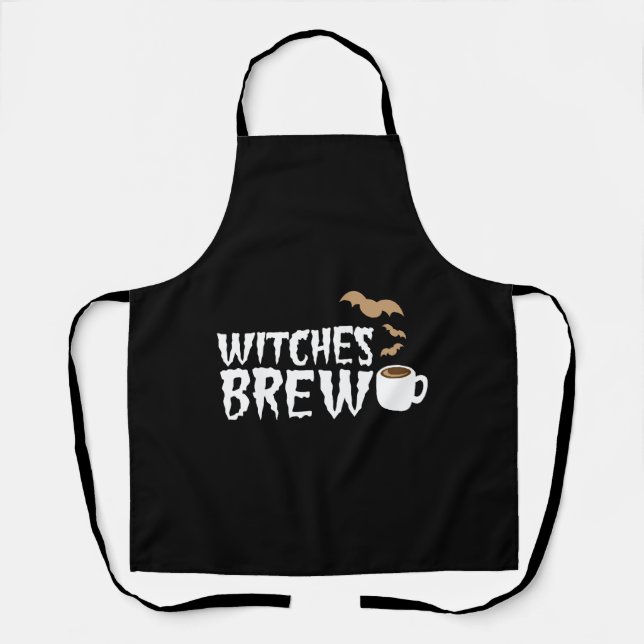 Witches brew Bats and coffee cup Apron (Front)