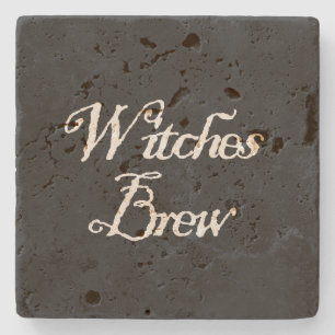 Witches Brew Black And White Halloween Lover Decor Stone Coaster