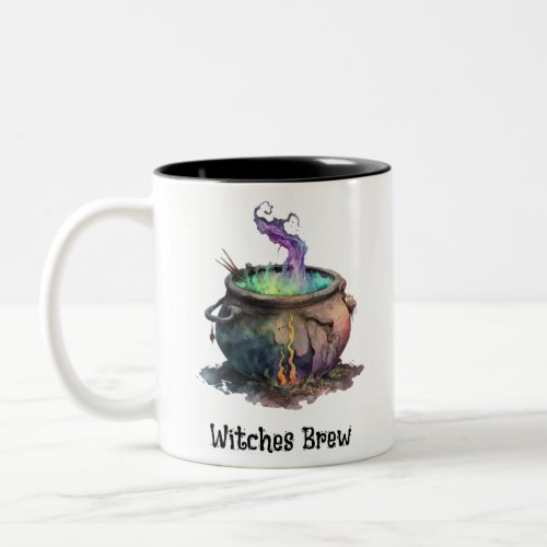 Witches Brew Cauldron Creepy Spooky Fun Halloween Two_Tone Coffee Mug