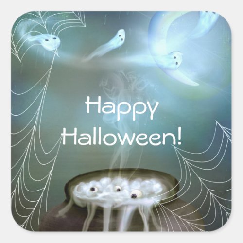 Witches Brew Ghostly Halloween Party Favor Square Sticker