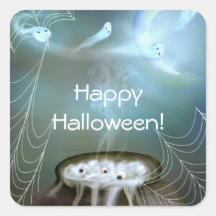 Witches Brew Ghostly Halloween Party Favor Square Sticker