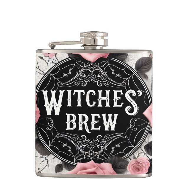 Witches’ Brew Gothic Floral Design Flask (Front)