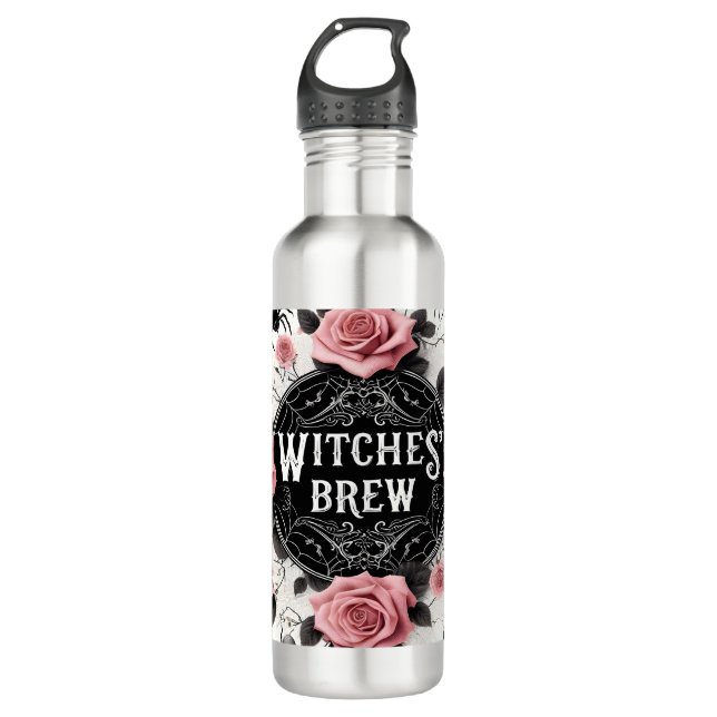 Witches’ Brew Gothic Floral Design Stainless Steel Water Bottle (Front)