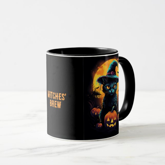 WITCHES' BREW Halloween, Black Cat editable Mug (Front Right)