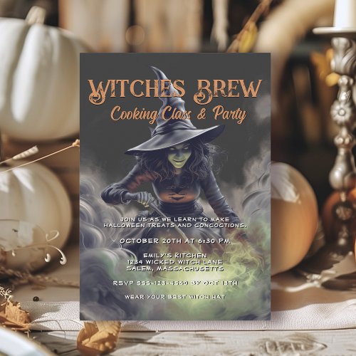 Witches Brew Halloween Cooking Class and Party Invitation