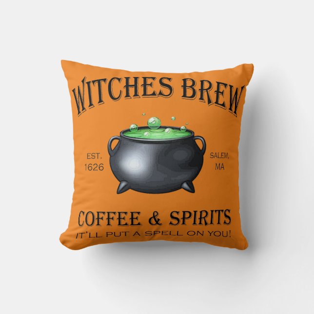 Witches Brew Halloween Throw Pillow (Front)