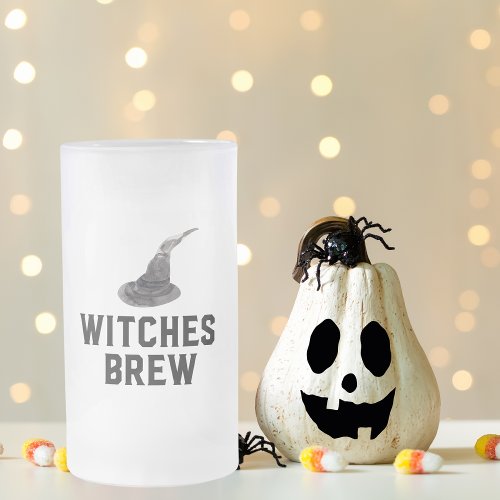 Witches Brew  Happy Halloween  Witches Hat Frosted Glass Beer Mug